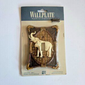 Vintage 2001 hand painted wall plate single outlet cover with  elephant design.